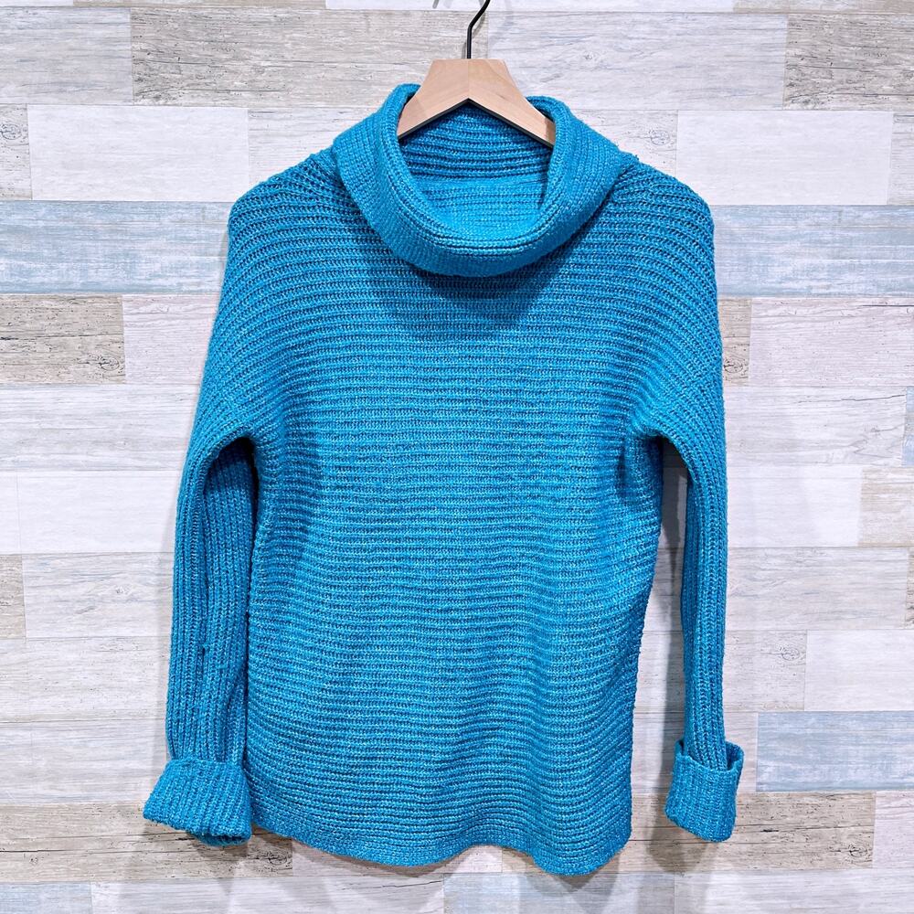 Pilcro Anthropologie Chunky Ribbed Turtleneck Sweater Blue Stretchy Womens XS